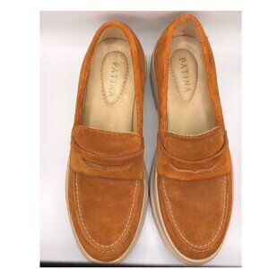 Patina Burnt Orange Suede Penny Loafers Platform Sole Size 9